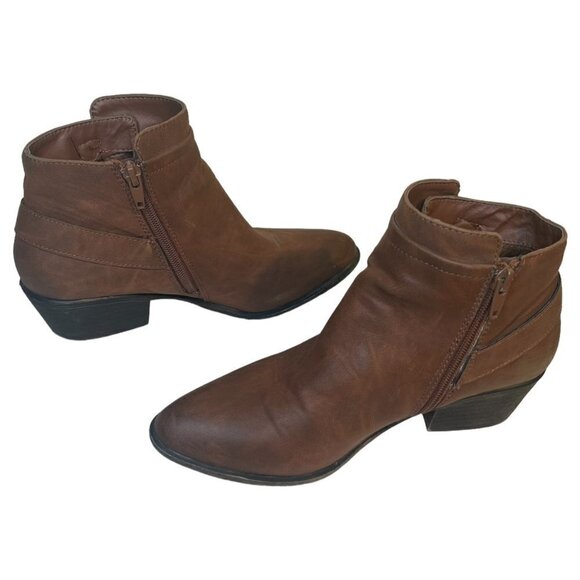 Madden Girl Women's Hunttz Boot Size 7M Ankle Bootie Stacked Heel Side Zip Brown - Picture 3 of 11